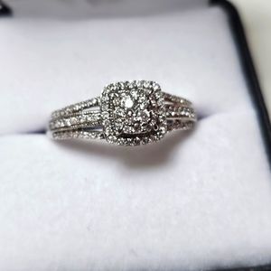 White 10kt ring and diamonds.